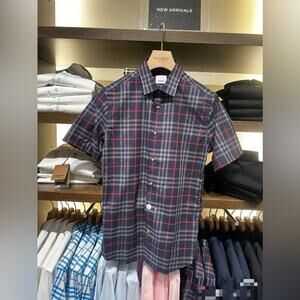 Burberry Men's Checkered Shirt Navy Blue Medium NWT